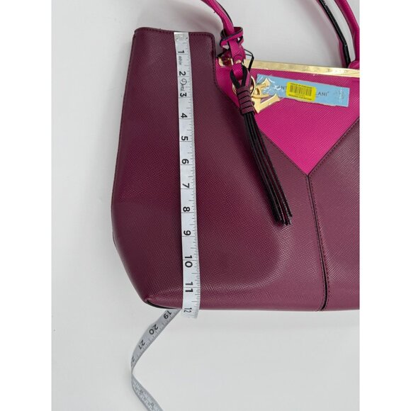 Antonio Melani Colorblock Berry & Pink Tote Bag With Tassel Keychain And Gold Ac - Picture 12 of 12